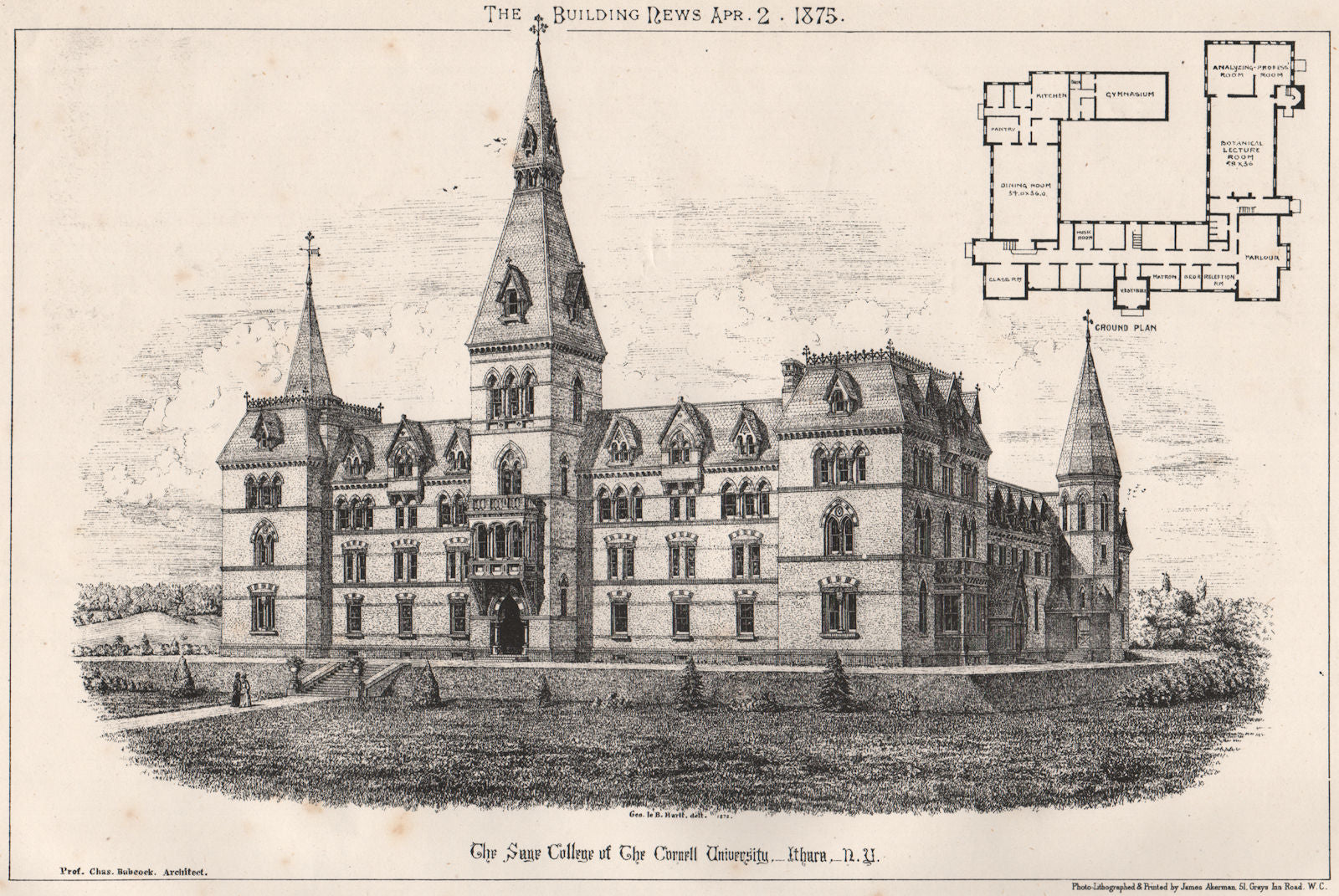 Sage College, Cornell University, Ithaca, New York; Chas Babcock Architect 1875